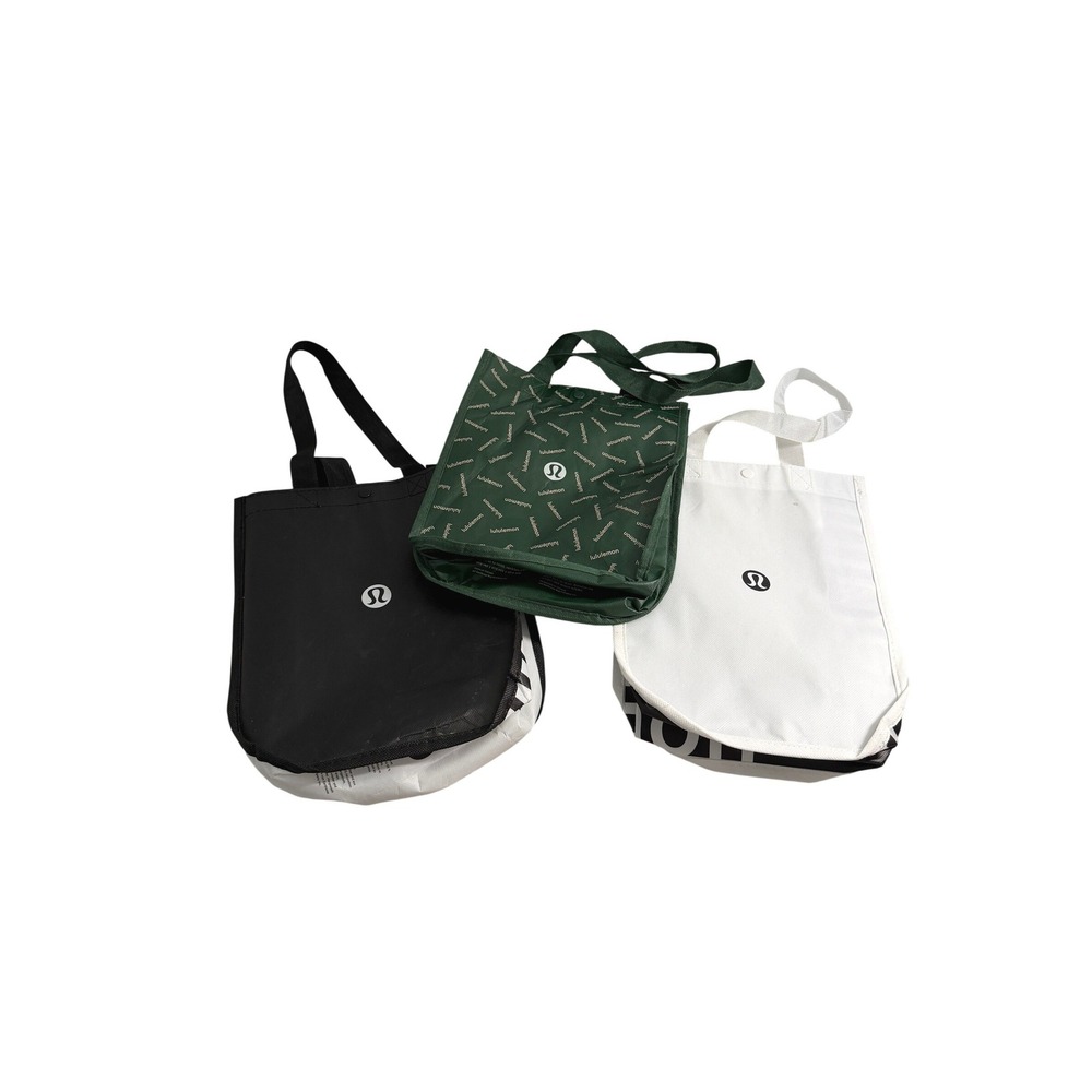 Lululemon Reusable Shopping Tote Small 3 Bags‎ Black White Green
